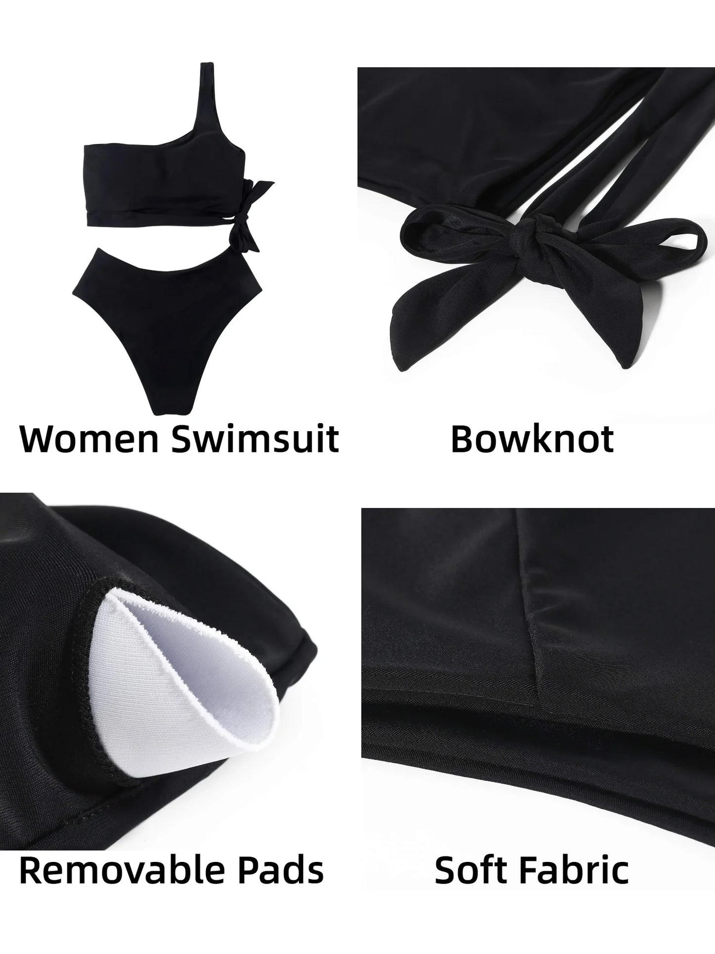 Stylish One Shoulder High Waisted Bikini Set - Trendy Tie High Cut Swimsuit for Women