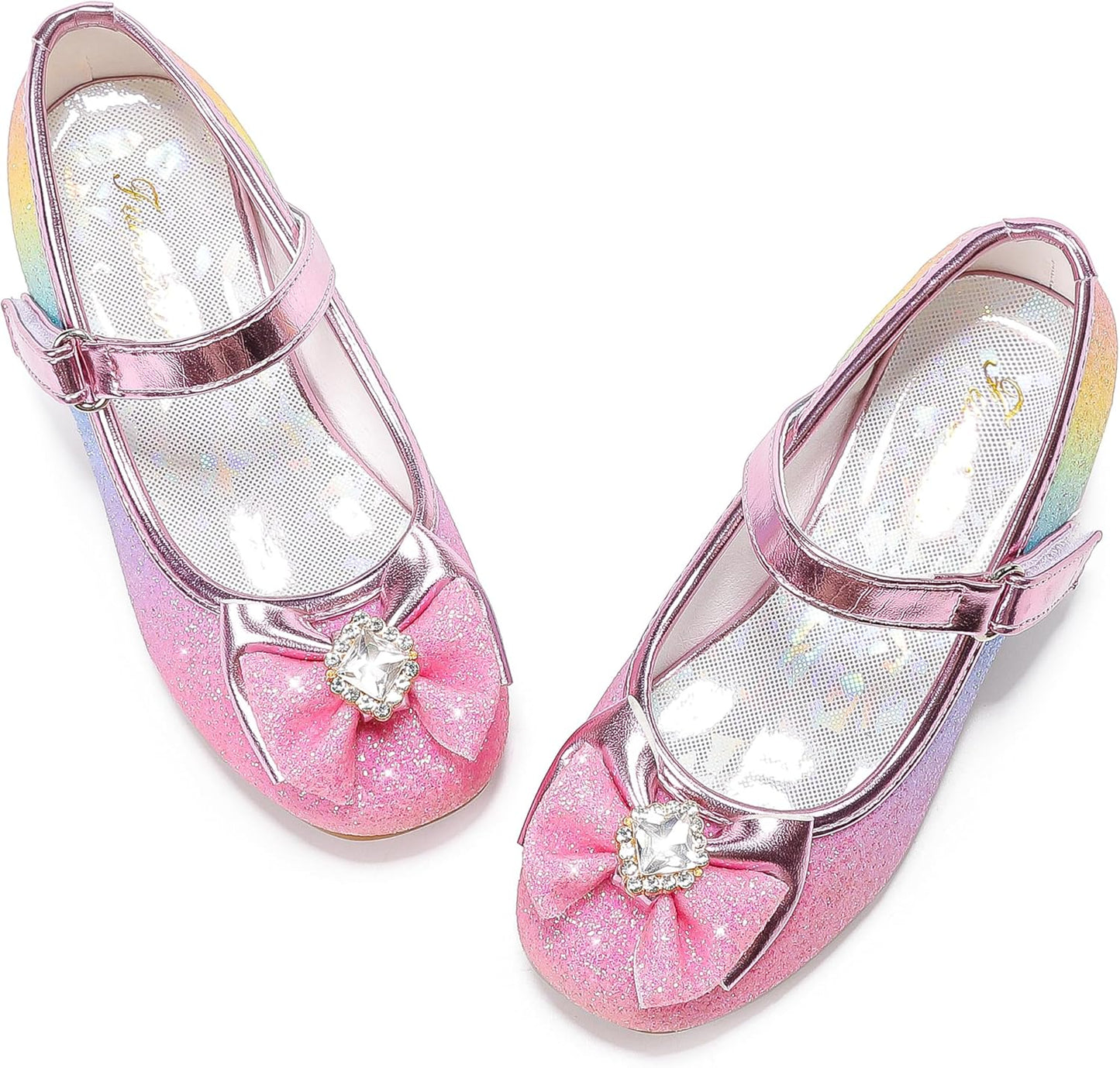 Girls' Mary Jane Dress Shoes - Glitter Heels for Weddings and Special Occasions