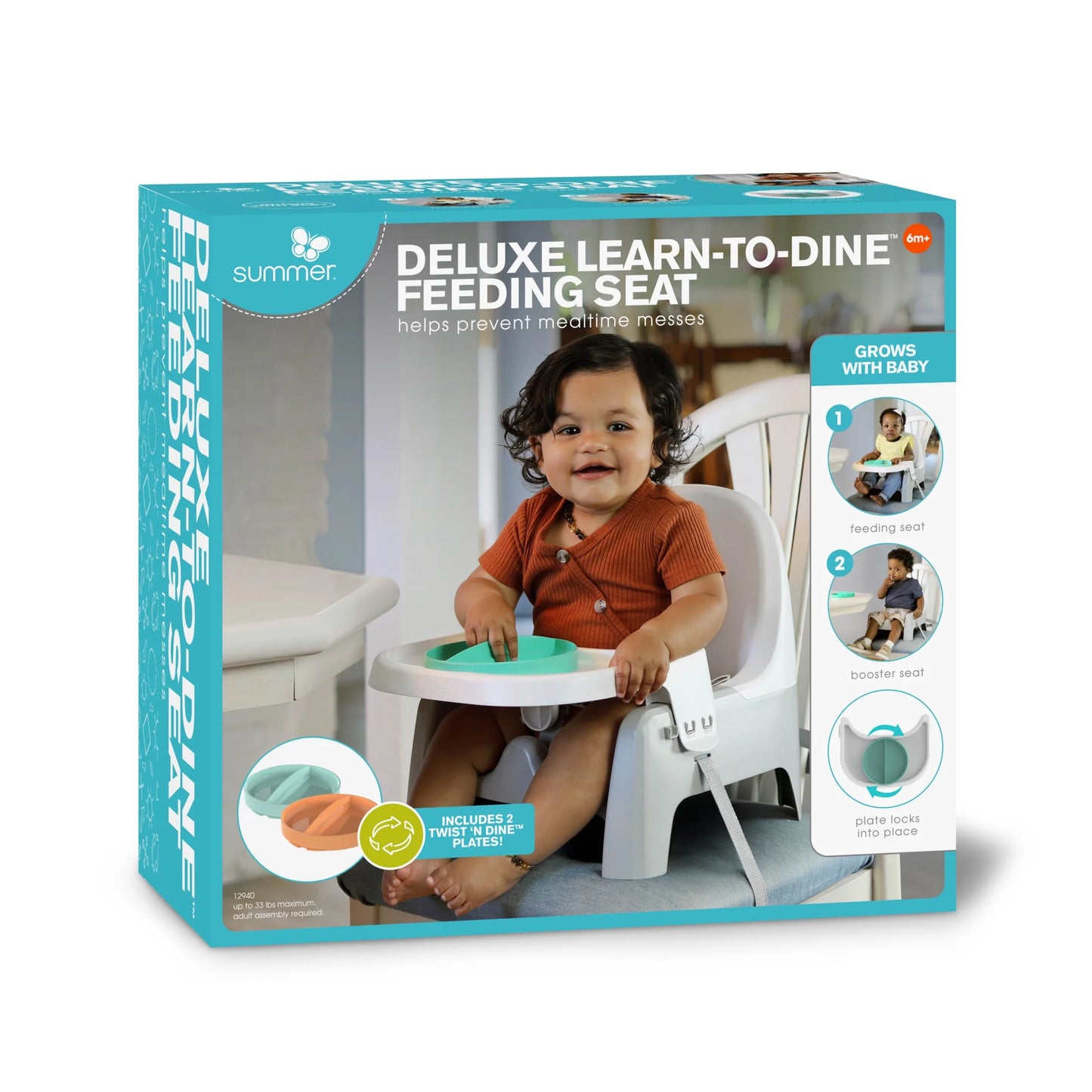 Deluxe Learn-To-Dine Feeding Seat - Perfect for Ages 6 Months to 3 Years in Vibrant Orange and Teal