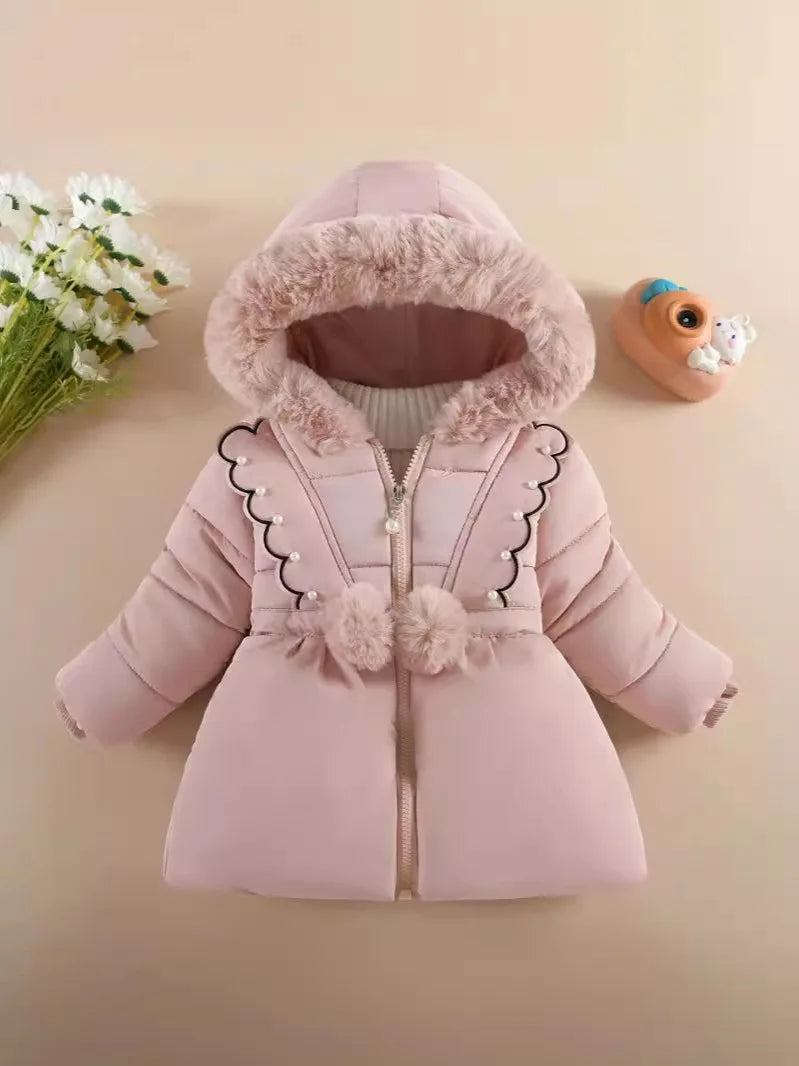 Children's Winter Clothing For Girls 1 to 6 Years Old Cashmere Thickened Fashion Cotton-Padded Jacket Kids Long Sleeve Outfits