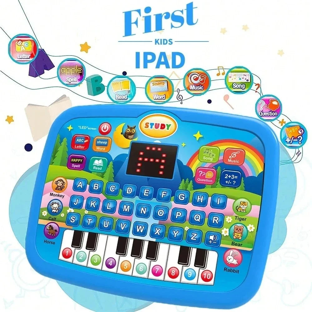 Kids’ Education LED Tablet Toy, Age 3+ Literacy Math Music Learning, Doubles as Electronic Keyboard, Birthday Christmas Gift