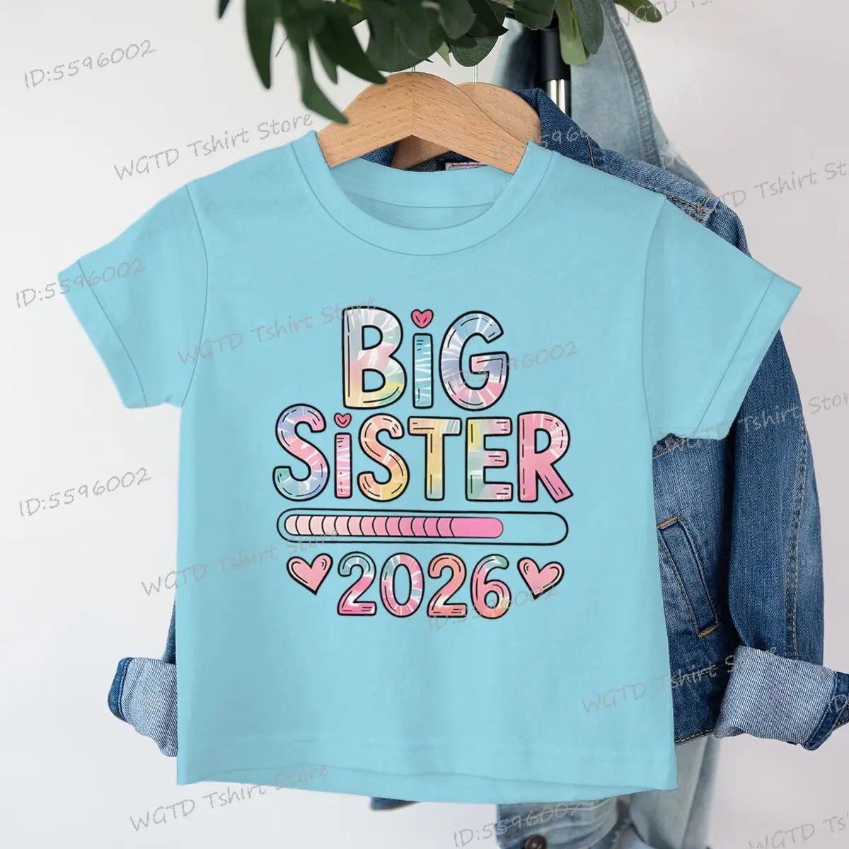 Girls Big Sister 2026 T-Shirt Cute Kawaii Graphic Toddler Tee Funny Birthday Gift for Girls Sibling Matching Outfit Kids Clothes
