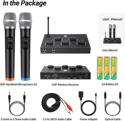 Karaoke Microphone Wireless System, Portable Karaoke Microphone Mixer System Wit