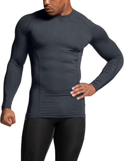 Men's UPF 50+ Long Sleeve Compression Rash Guard for Water Sports and Athletic Training