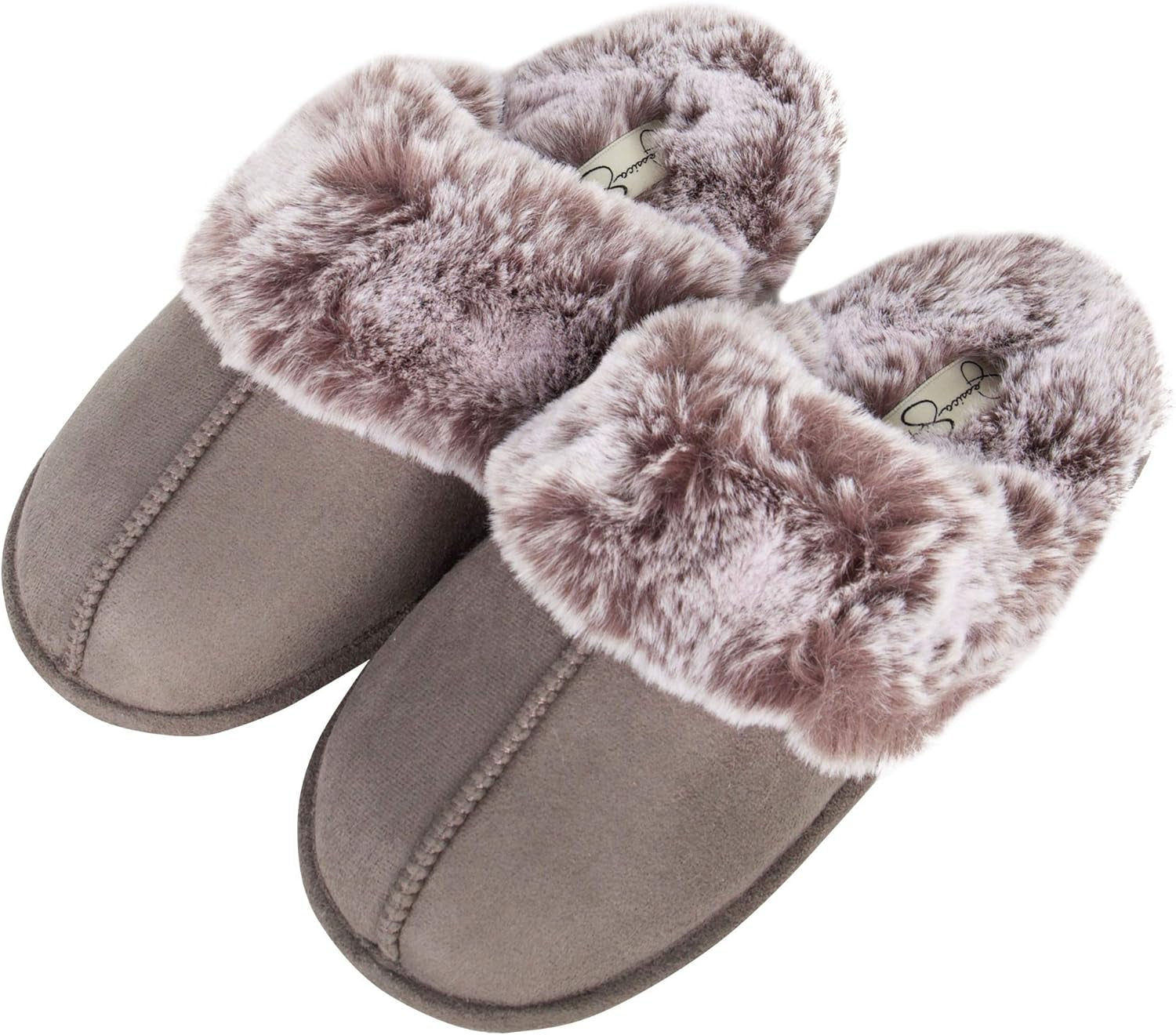 Women's Cozy Faux Fur House Slippers with Memory Foam and Anti-Skid Sole
