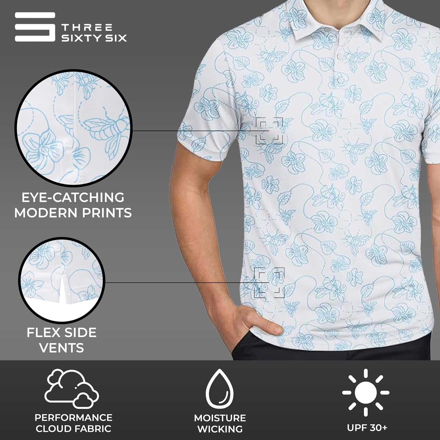 Men's Quick Dry Moisture-Wicking Short-Sleeve Golf Polo Shirt