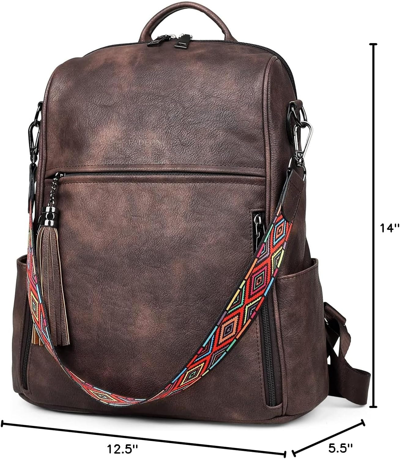 Women's Designer Leather Backpack Purse - Fashionable Travel Shoulder Bag with Tassel Detail