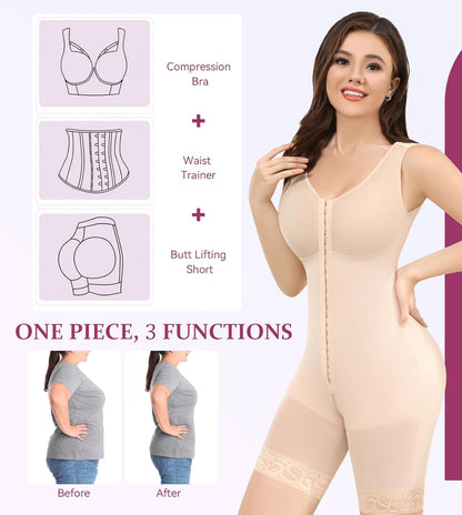 Fajas Colombianas Shapewear for Women Tummy Control Bodysuit Body Shaper for Women Post Surgery Compression