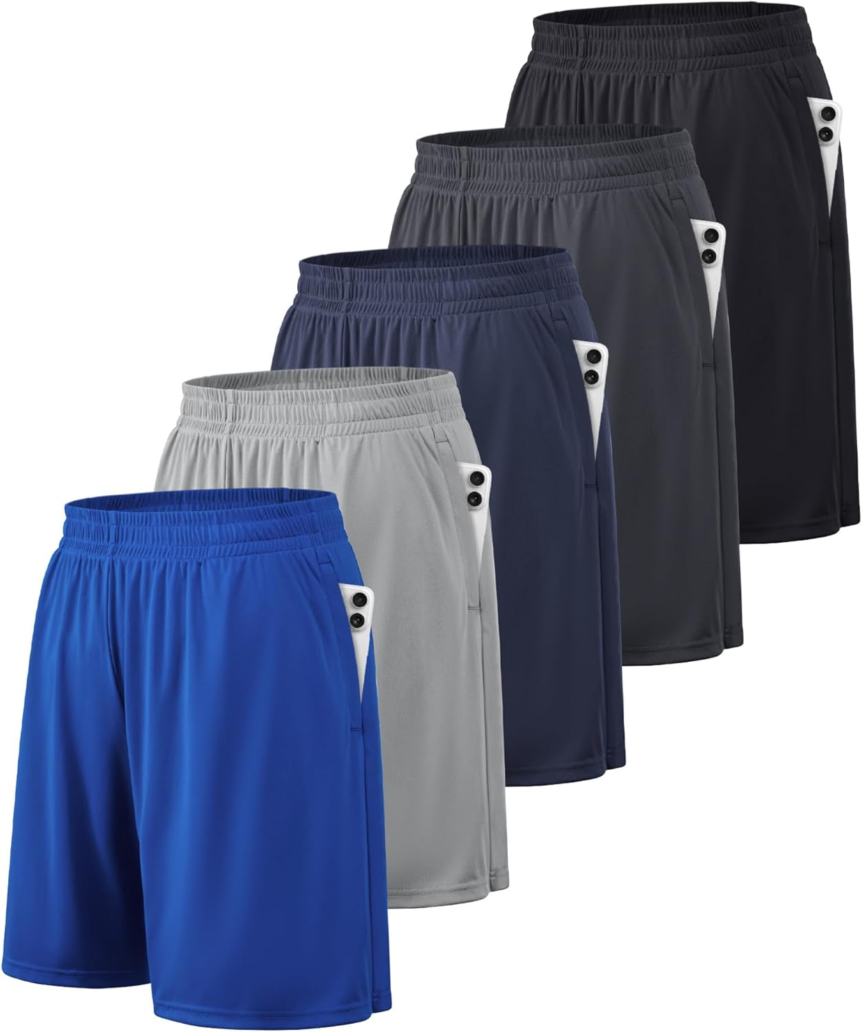 Men's Athletic Shorts with Pockets and Elastic Waistband - Quick Dry Activewear