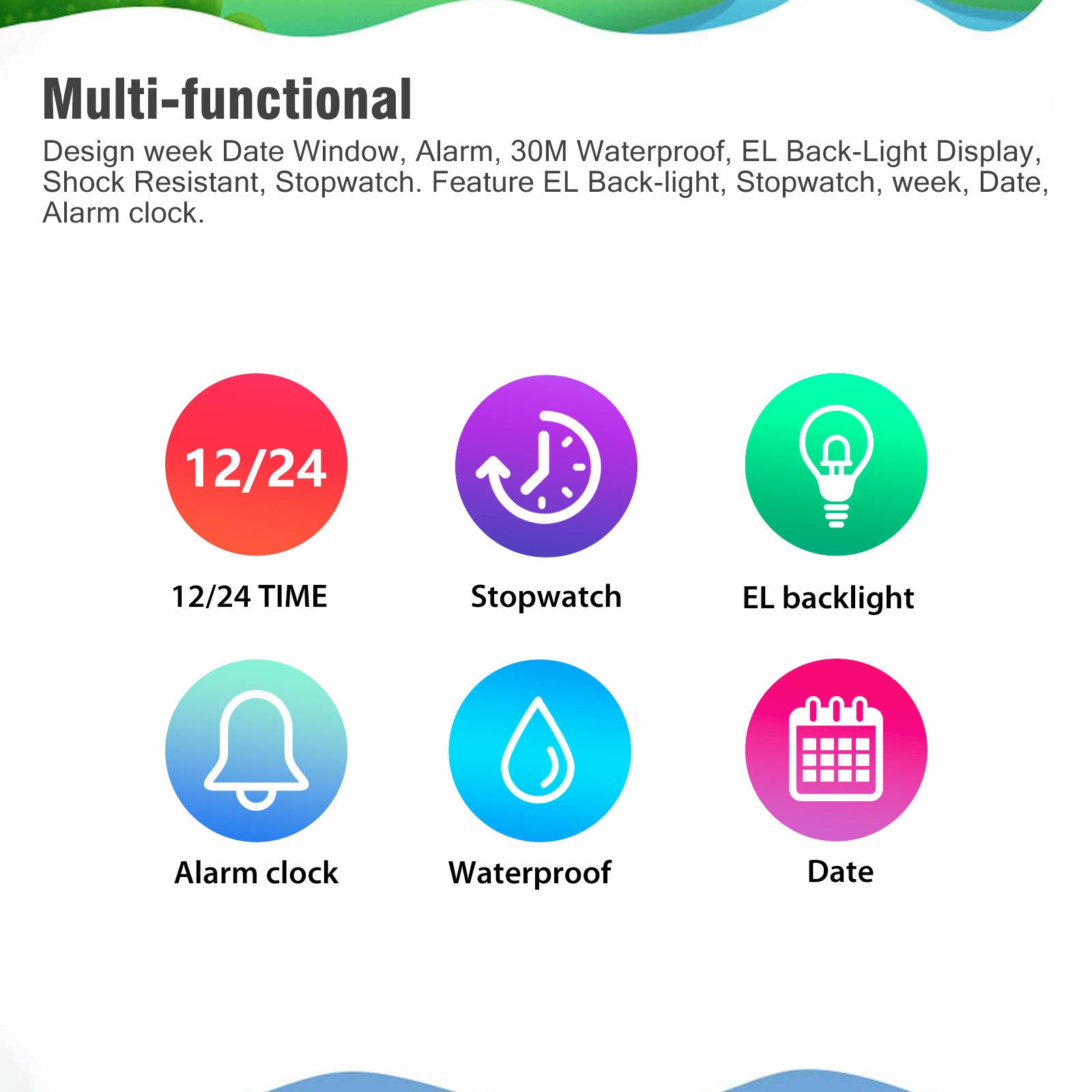 Kids LED Digital Electronic Watch Waterproof Children Boy Girl Sports Wristwatch