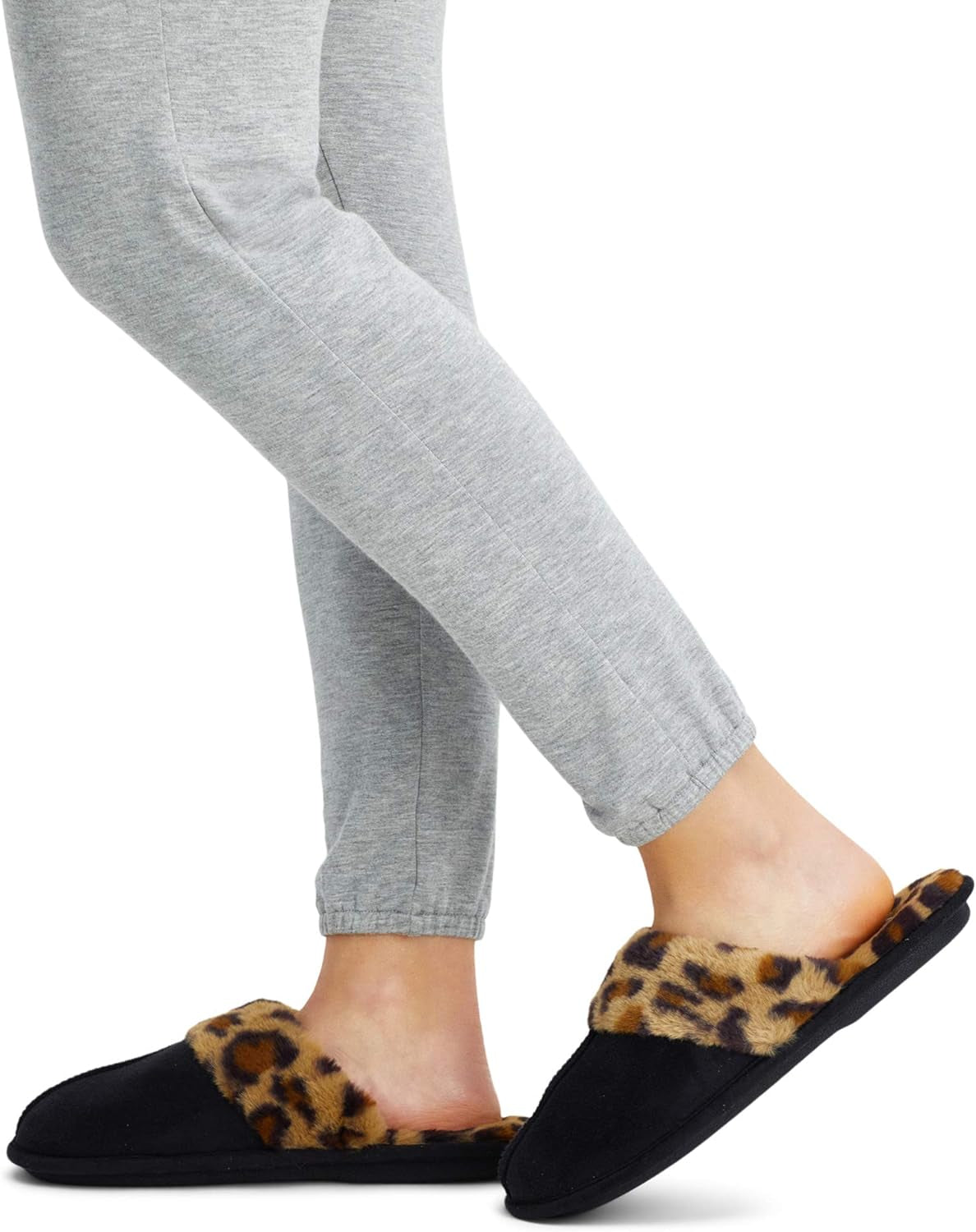 Women's Faux Fur Memory Foam House Slippers with Anti-Skid Sole