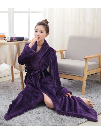 Indulge in Luxury:  Women's Soft Fleece Bathrobe - Cozy Long Spa Robe for Ultimate Comfort