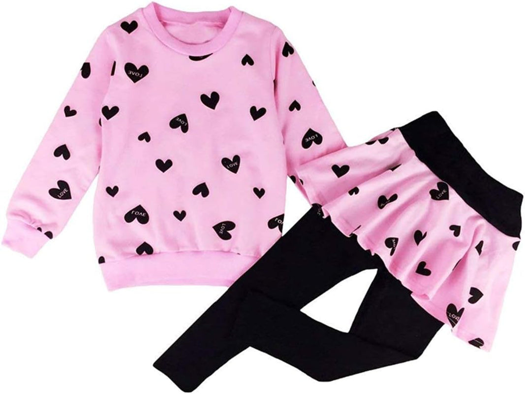 Toddler Girls' Long Sleeve Heart Print Hoodie and Leggings Set