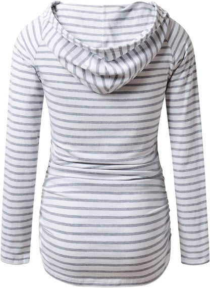 Women's Maternity Long Sleeve Hoodie - Casual Pregnancy Sweatshirt