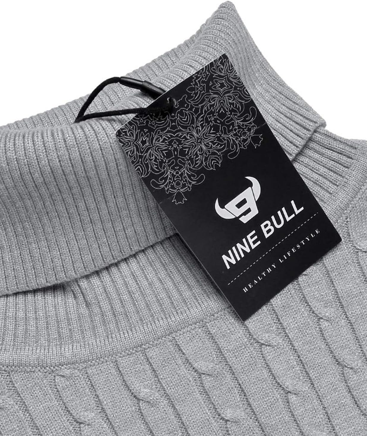Men's Slim Fit Cable Knit Turtleneck Thermal Sweater