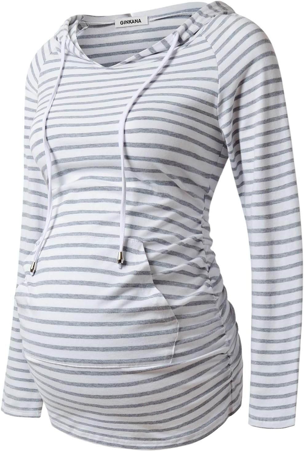 Women's Maternity Long Sleeve Hoodie - Casual Pregnancy Sweatshirt