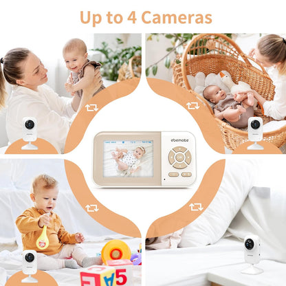 EBE28 Video Baby Monitor with 2.8" LCD Screen, Night Vision, Two-Way Audio, and 1200FT Range