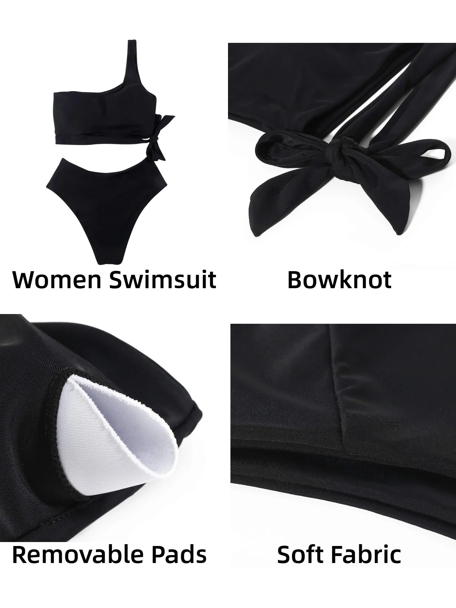 Stylish  One Shoulder High Waisted Bikini Set - Trendy Tie High Cut Swimsuit for Women