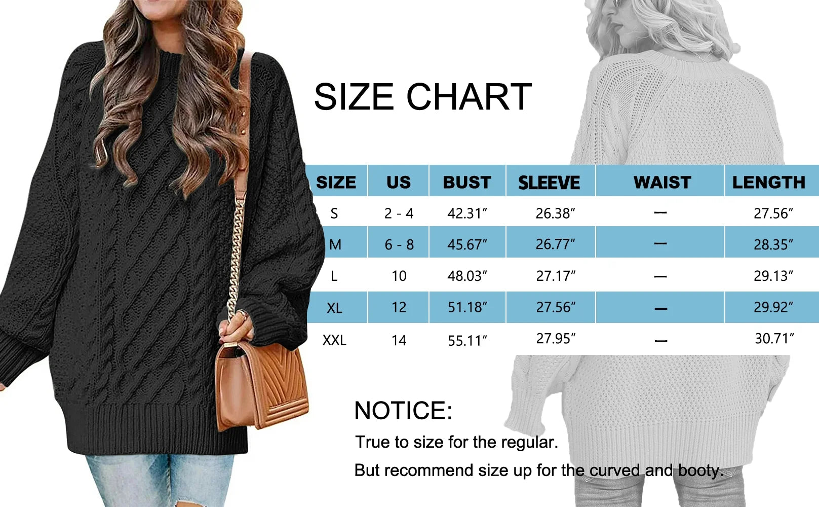 Cozy Chic:  Oversized Cable Knit Chunky Pullover Sweater for Women