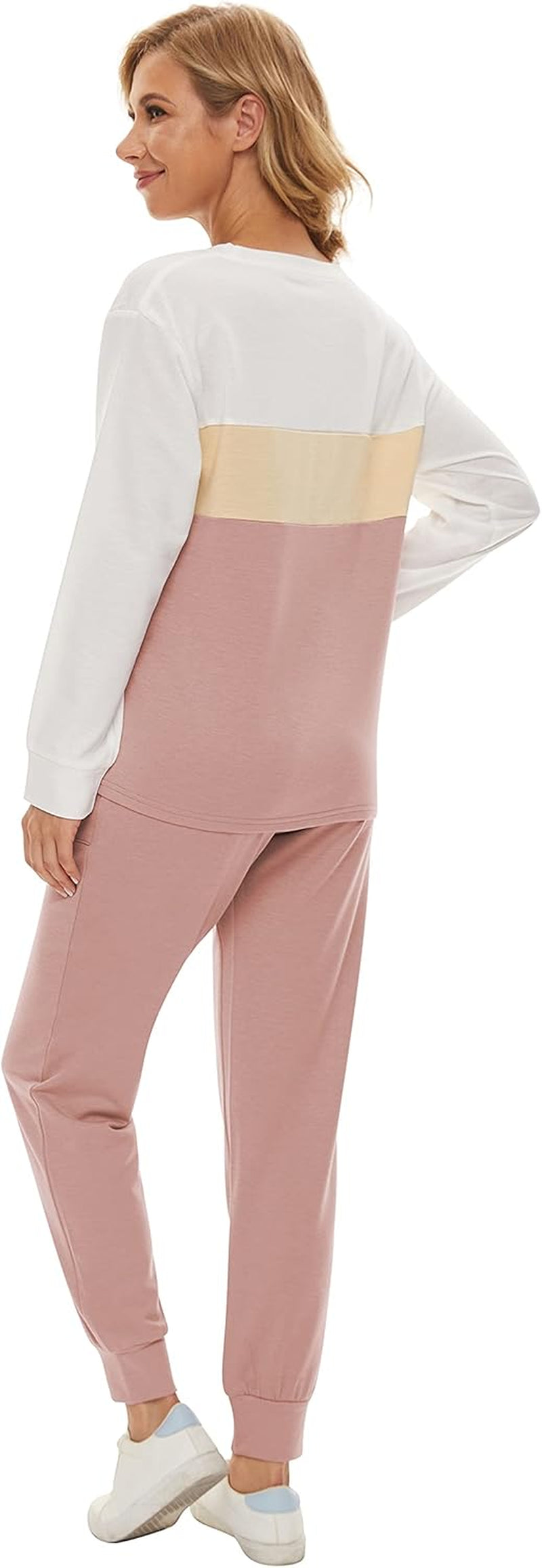 Two Piece Outfits for Women,Long Sleeve Crewneck Pullover Tops and Pants Sweatsuits Lounge Set with Pockets