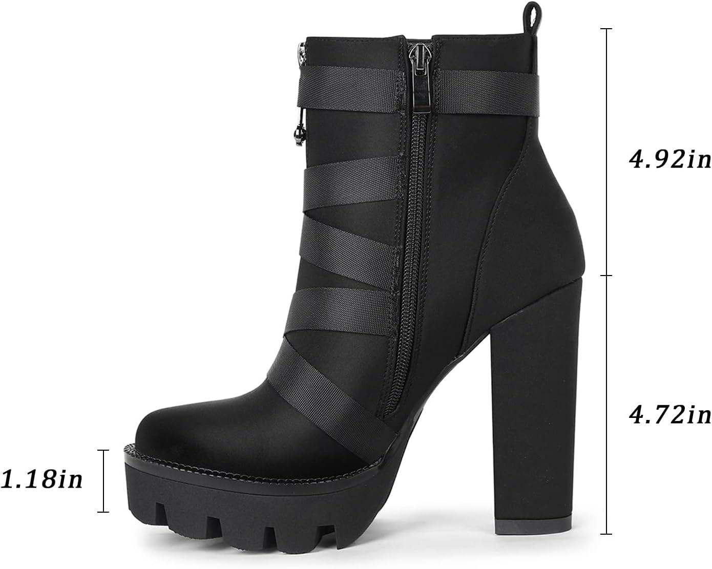 Women's Platform Combat Boots with Chunky Heels and Lace-Up Design