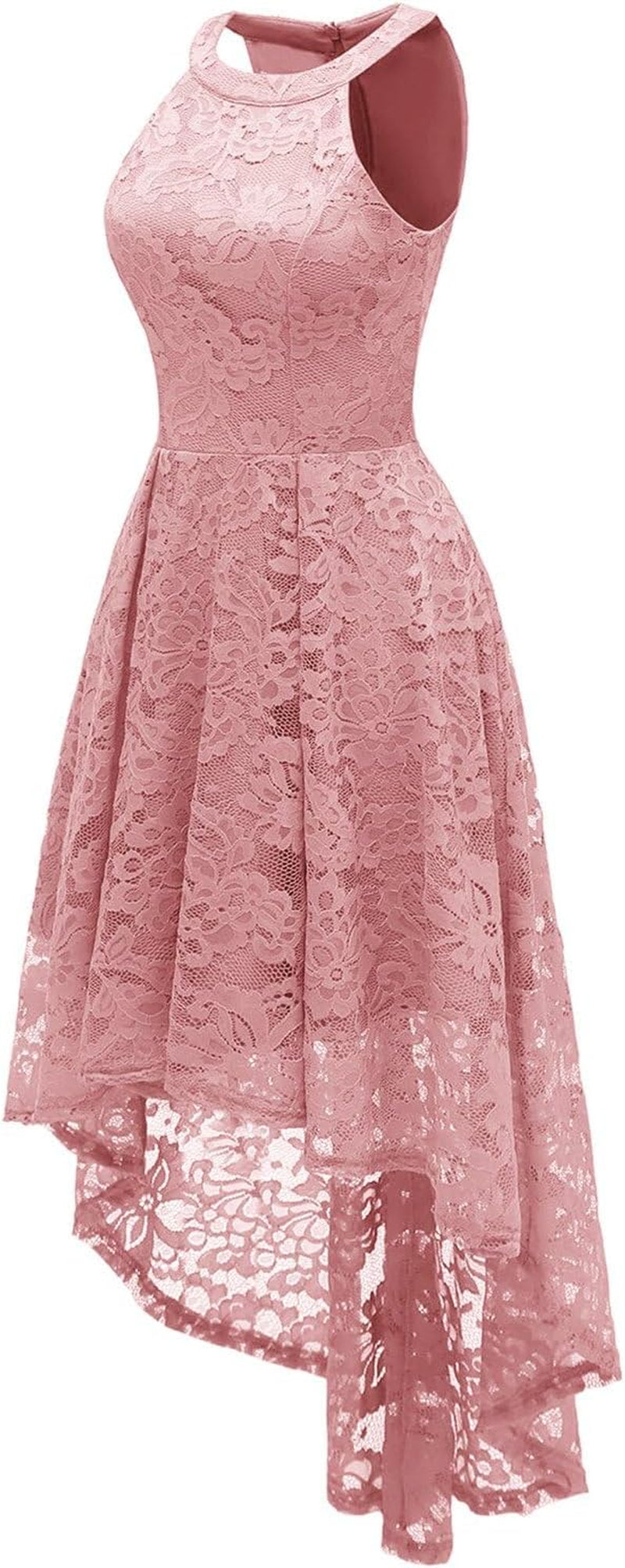 Women's Halter Lace Hi-Lo Cocktail Dress for Wedding Guests and Bridesmaids