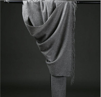Mens Womens Oversize 100% Cashmere Scotland Wool Blanket Shawl Wrap Solid Scarf