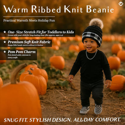 Cozy Toddler Cable Knit Pom Beanie - Warm Winter Hat for Children
