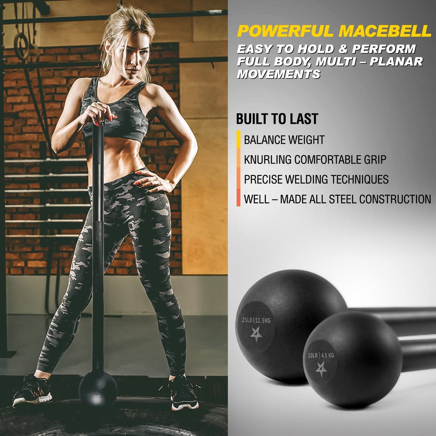 Steel Mace Bell for Comprehensive Strength Training - Enhance Full Body, Muscle, Shoulder, Grip, and Forearm Workouts for Rehabilitation and Stretching, Available in 5 to 30 lbs for Both Men and Women