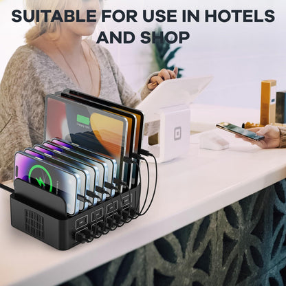 150W/35A Charging Station for Multiple Devices, 16 Port USB C Fast Charging S...