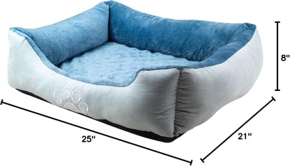 Orthopedic Rectangle Bolster Pet Bed for Dogs, Medium 25x21 Inches, Blue with Orthopedic Insert by  (HCT-ORT-BLUE)