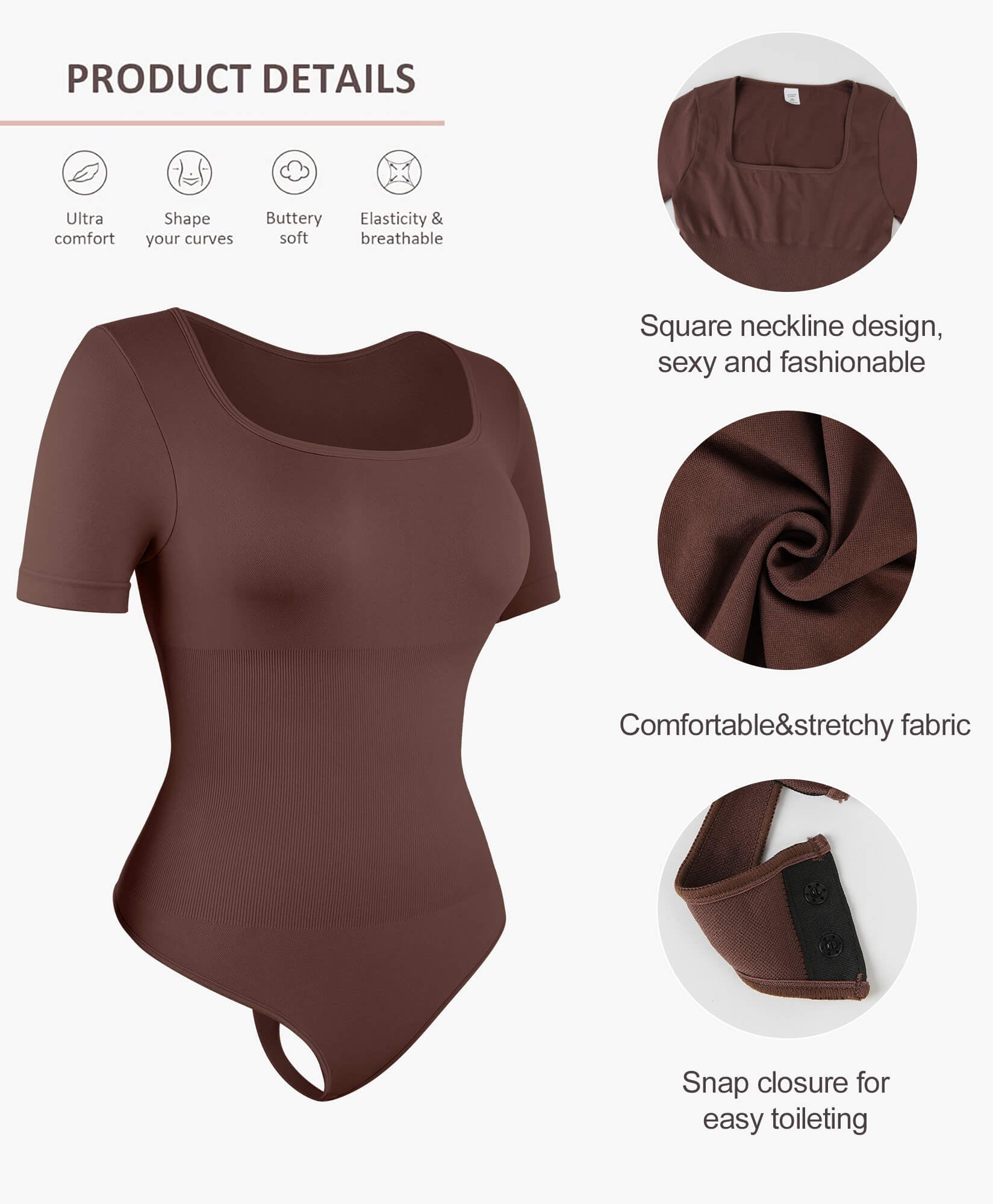 Sculpt Your Silhouette with  Plus Size Tummy Control Bodysuit - Shapewear with Square Neck Design for Women