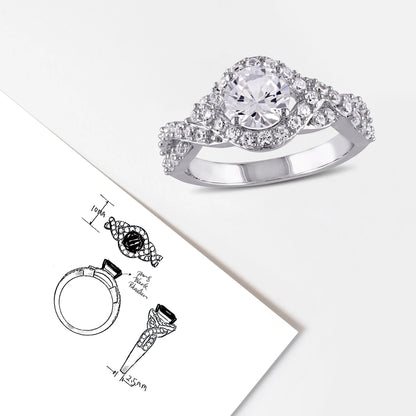 Stunning  Women's Created Sapphire Engagement Ring in Sterling Silver