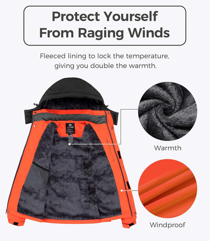 Men's Waterproof Ski Jacket - Windproof Winter Hooded Coat