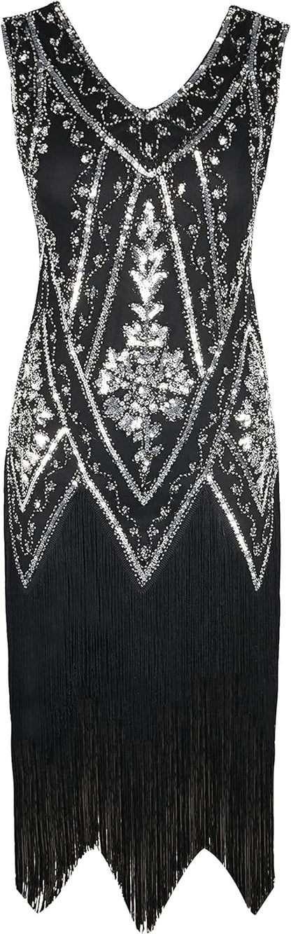 Elegant 1920s Flapper Dress for Women - Vintage Swing Fringed Gatsby Style