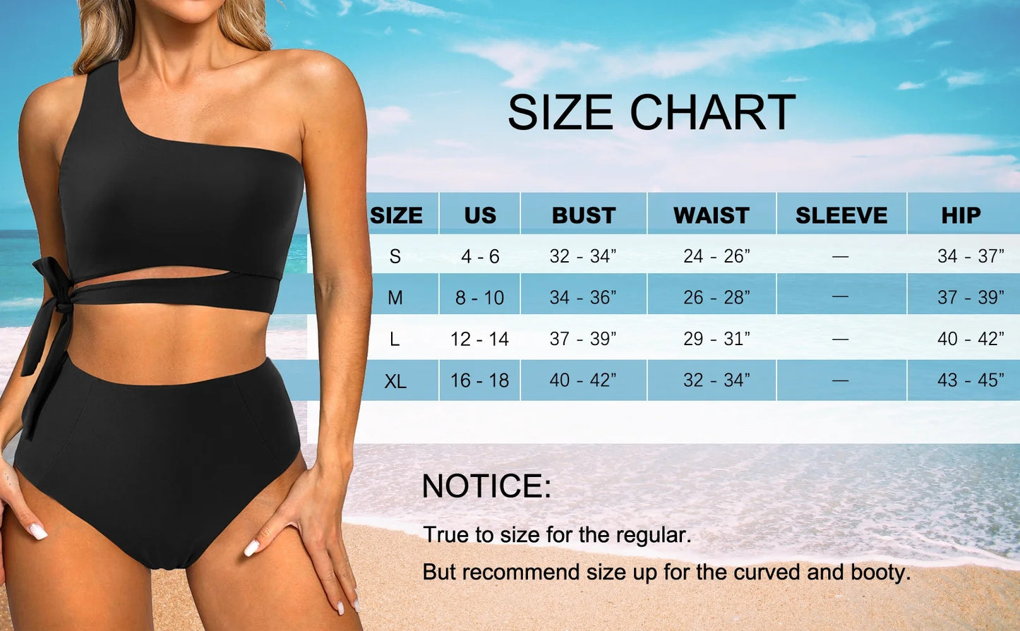 Stylish  One Shoulder High Waisted Bikini Set - Trendy Tie High Cut Swimsuit for Women