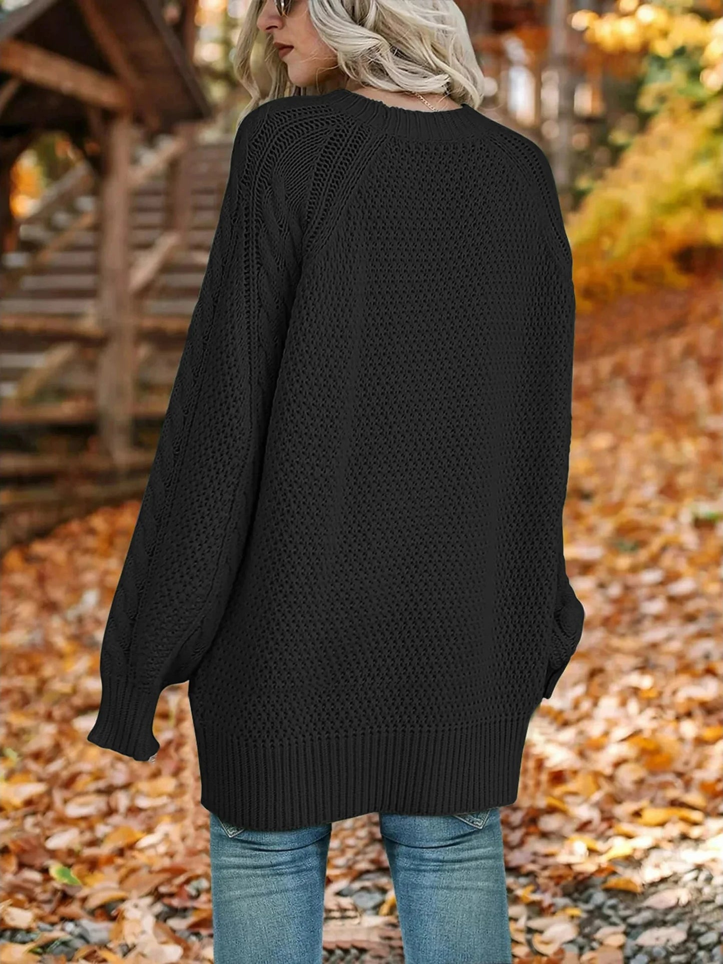 Cozy Chic:  Oversized Cable Knit Chunky Pullover Sweater for Women