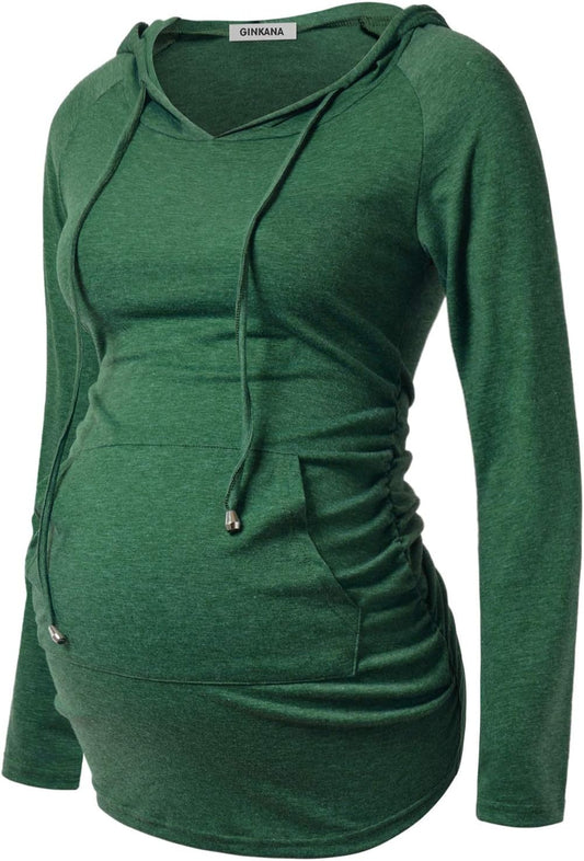 Long Sleeve Maternity Hoodie - Casual Pregnancy Sweatshirt