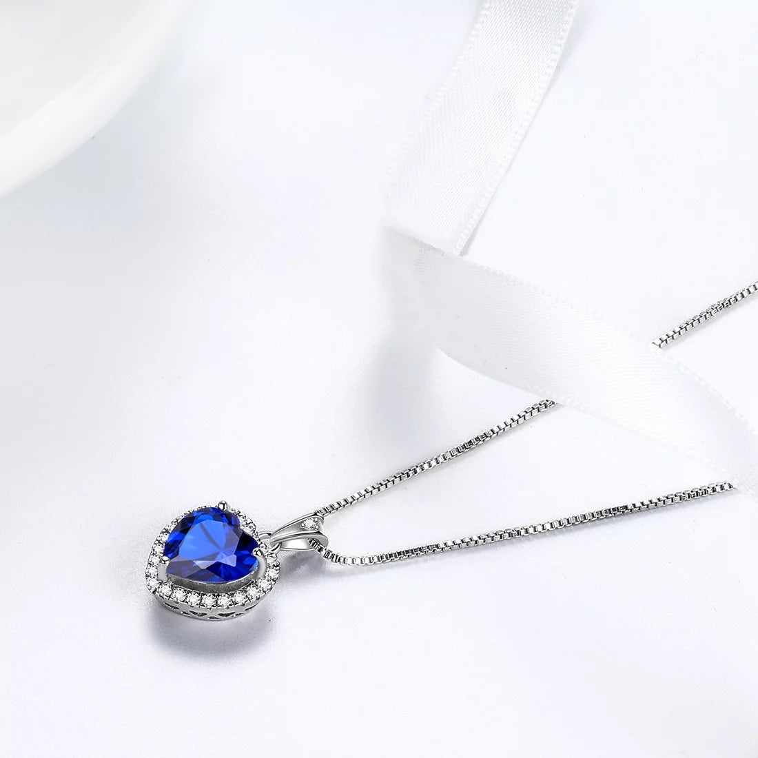 Stunning September Birthstone Blue Heart Necklace in 925 Sterling Silver - Perfect Gift for Birthdays and Mother's Day