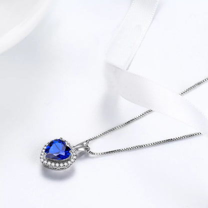 Stunning September Birthstone Blue Heart Necklace in 925 Sterling Silver - Perfect Gift for Birthdays and Mother's Day