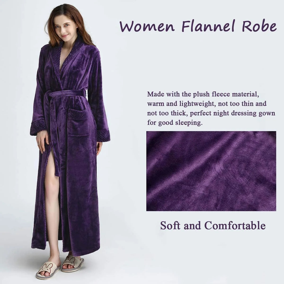 Indulge in Luxury:  Women's Soft Fleece Bathrobe - Cozy Long Spa Robe for Ultimate Comfort