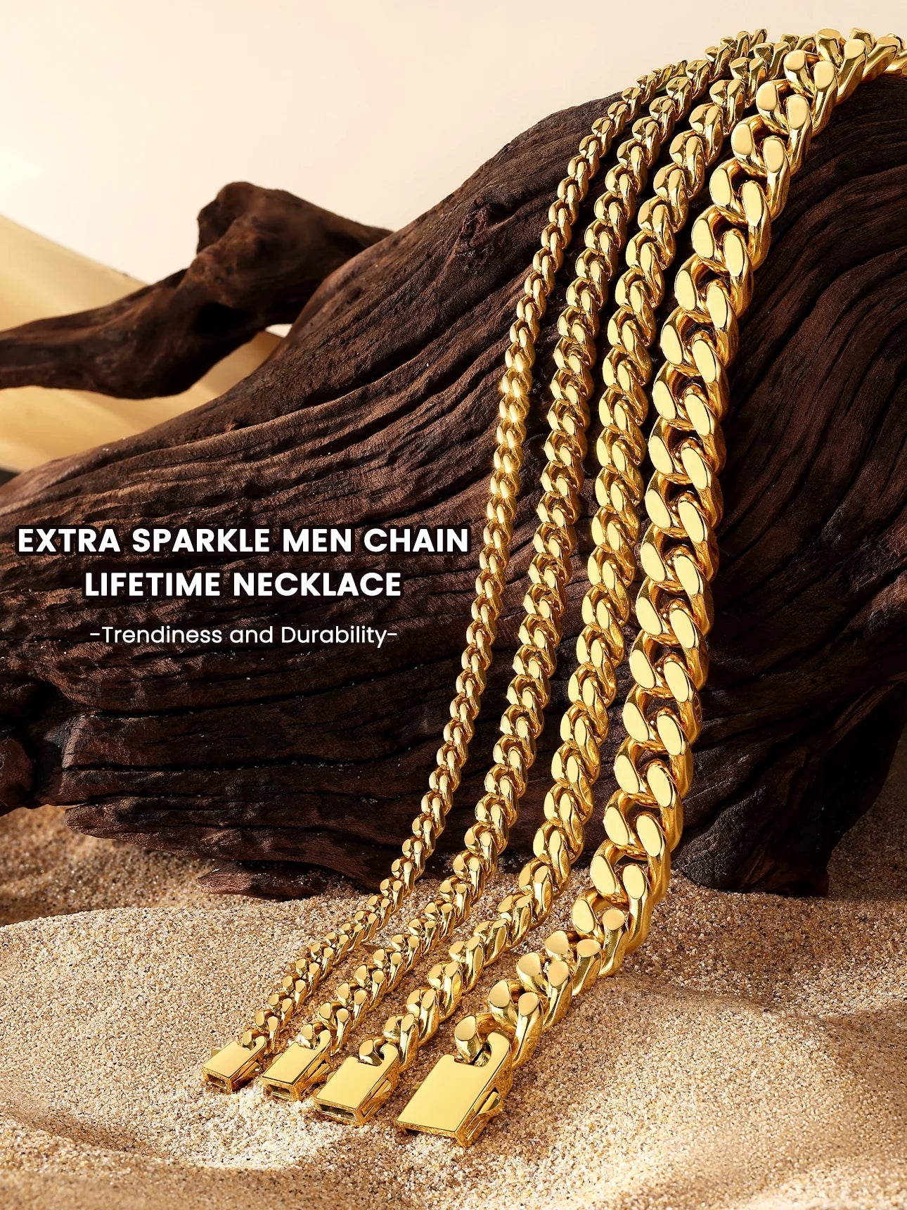 Stunning 30" 18K Gold Filled Cuban Chain Necklace - Heavy Chunky Stainless Steel Curb Design for Women - Perfect Hip Hop Punk Jewelry