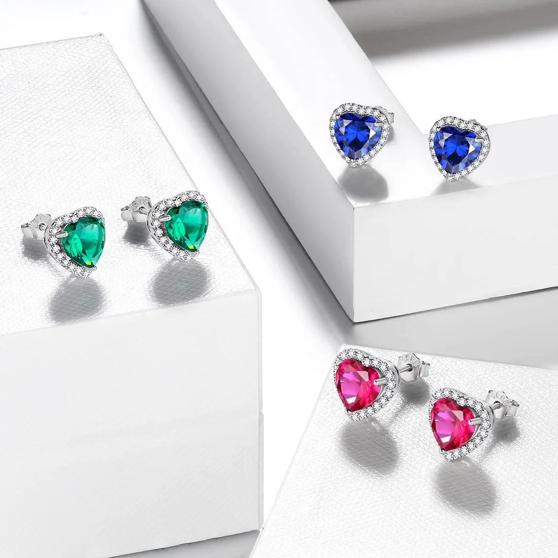 Elegant May Birthstone Jewelry Set for Women - Emerald Heart Necklace & Earrings in 925 Sterling Silver - Perfect Birthday & Mother's Day Gift