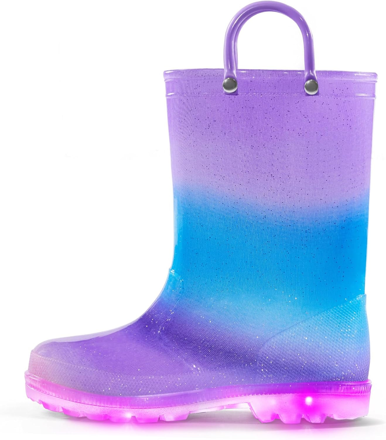 Children's Waterproof Light-Up Rain Boots with Easy-On Handles