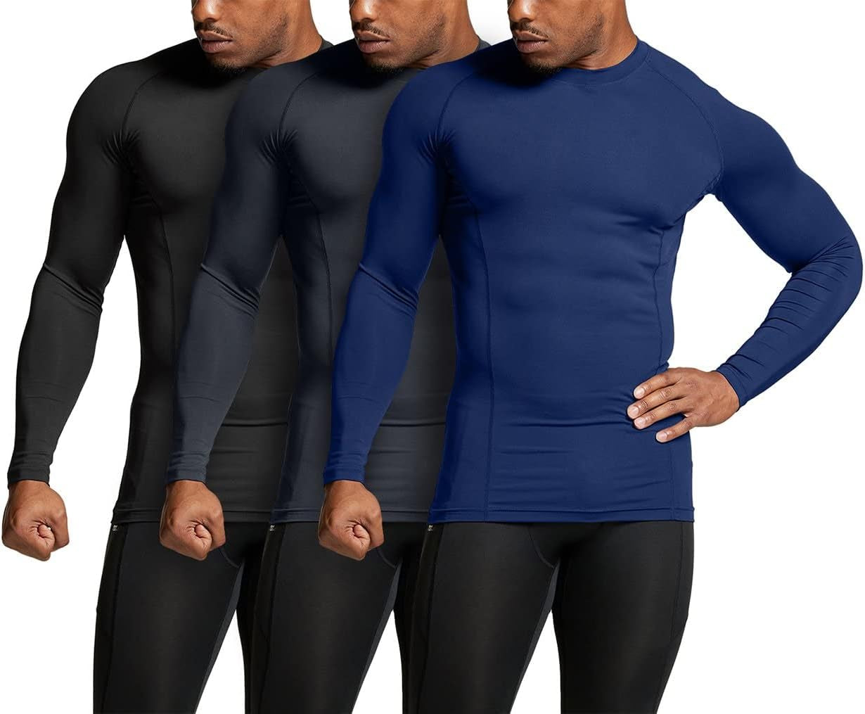 Men's UPF 50+ Long Sleeve Compression Rash Guard for Water Sports and Athletic Training