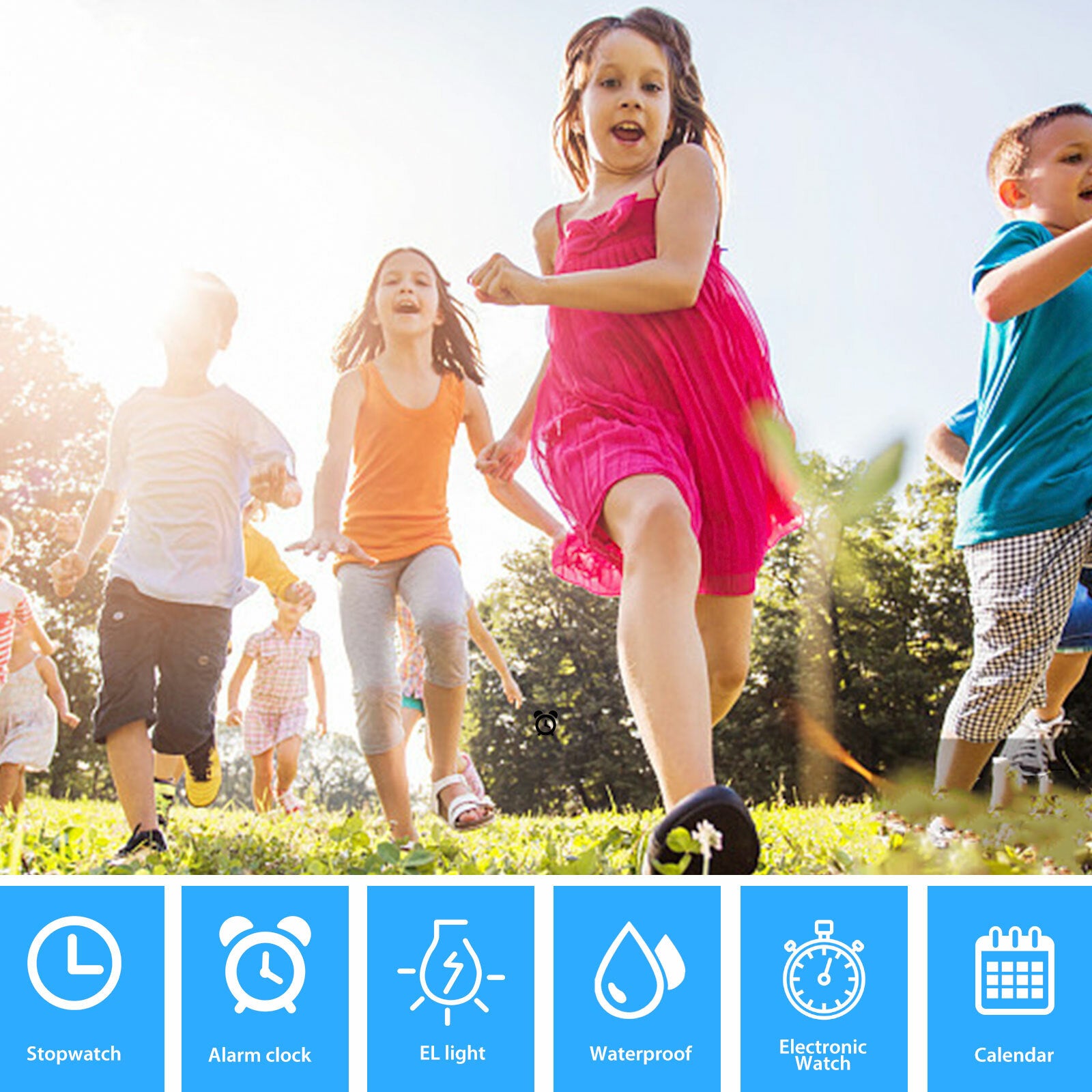 Kids LED Digital Electronic Watch Waterproof Children Boy Girl Sports Wristwatch