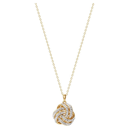 Exquisite 18K Gold Love Knot Pendant & Earring Set with Sparkling Crystals