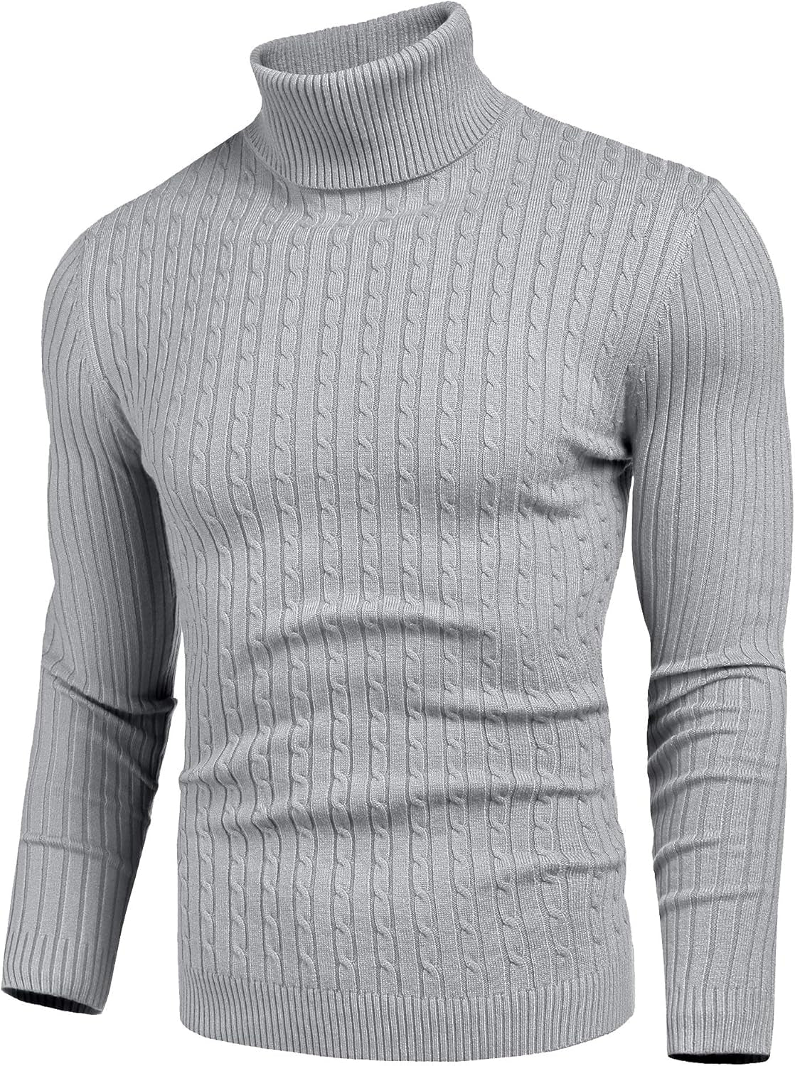 Men's Slim Fit Cable Knit Turtleneck Thermal Sweater