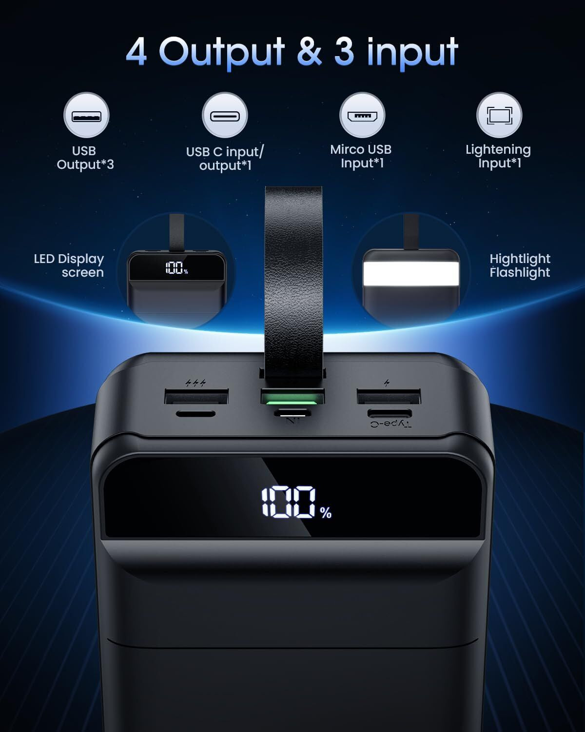 Portable Charger 60000Mah Power Bank - 22.5W Fast Charging External Battery P...