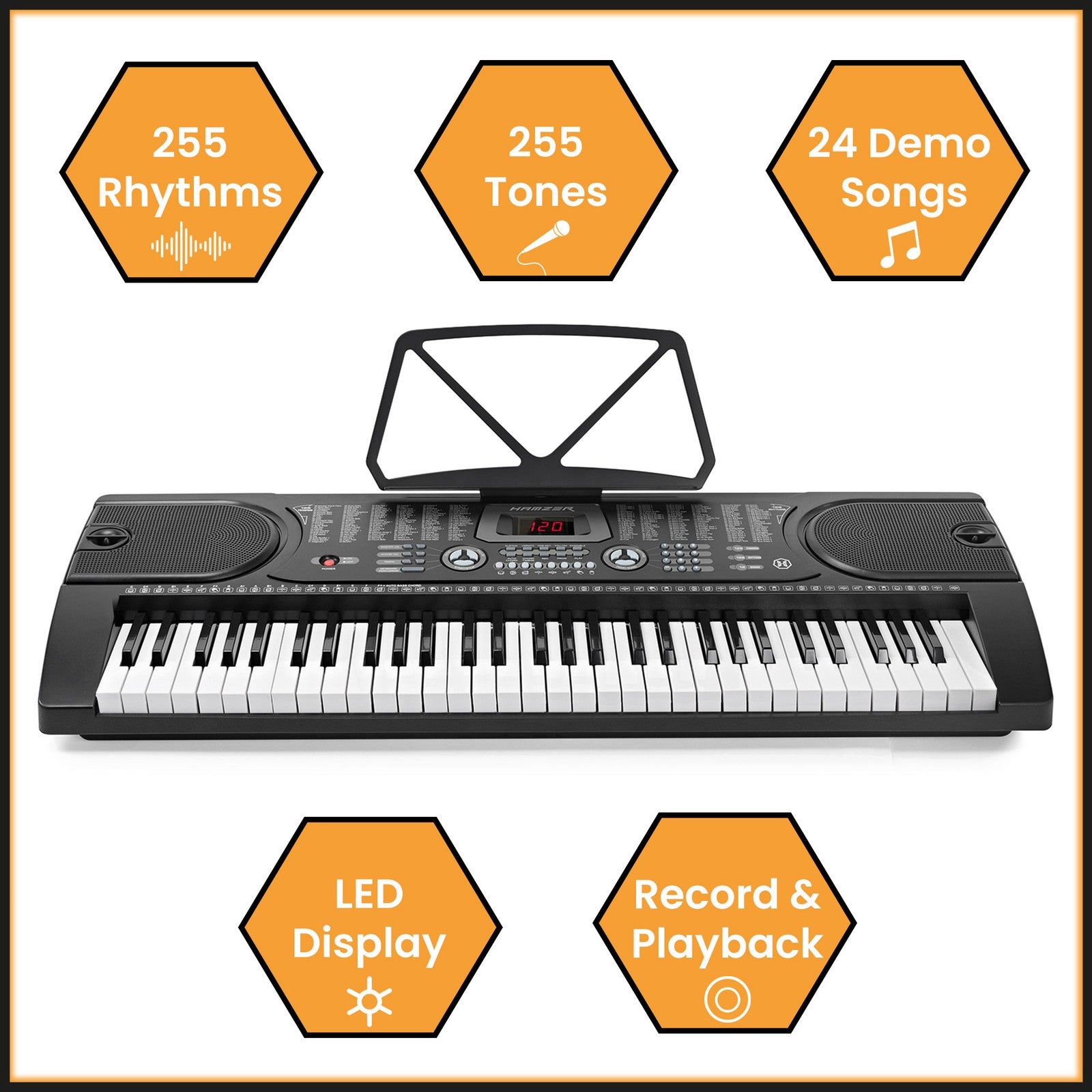 61 Key Electronic Keyboard Piano W/ Stand, Bench & Headphones, Set for Beginners